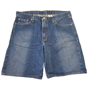 Y2k Levis 529 Mens Denim Baggy Shorts Blue Medium Wash Low Ris Grunge Size 36